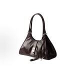 PRADA brand logo lock opening Tote bag, Tote bag, shopping bag, handbag, shoulder bag, medium size for women, dark brown